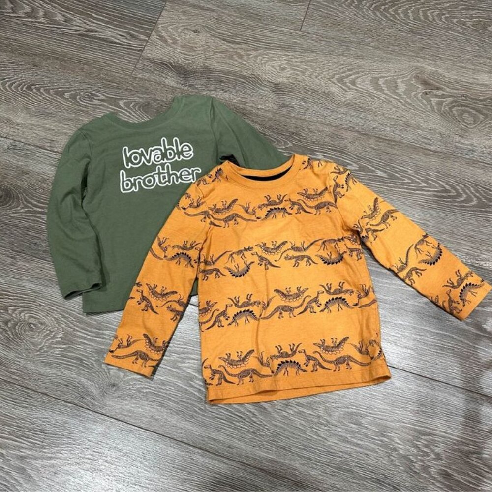 4T Boys Lot-(2) Long Sleeve Tees, (1) Button Down Corduroy, and (1) Hooded